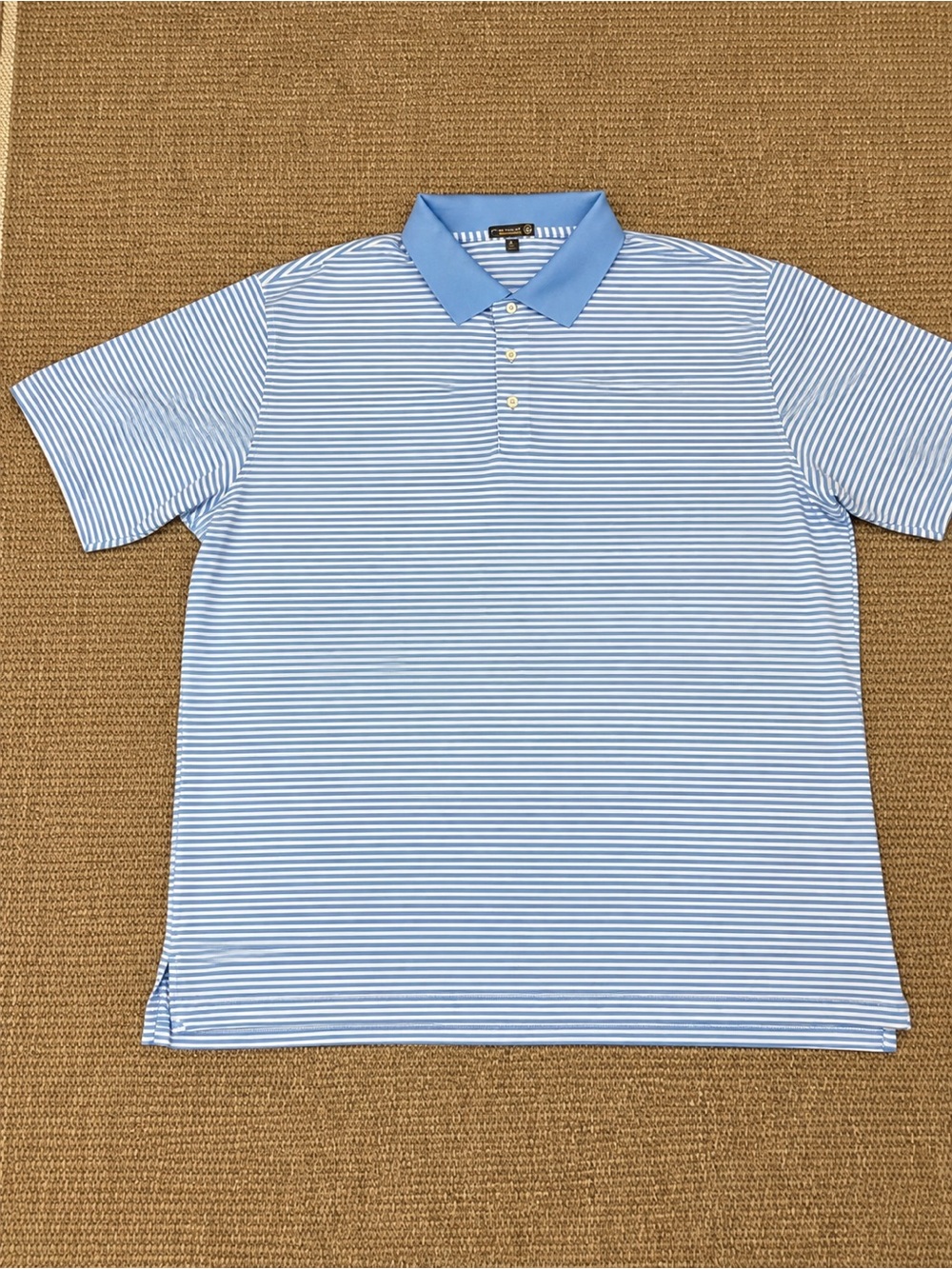 Peter Millar Men's Light Blue Striped Polo Shirt NWOT